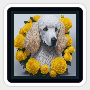 Standard poodle yellow roses Sticker